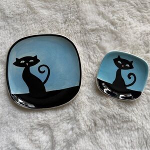 HUES N BREWS CATTITUDE TEABAG HOLDER AND TRINKET DISH